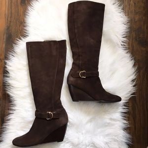 Cole Haan Air Lainey Tall Suede Wedge Boots
